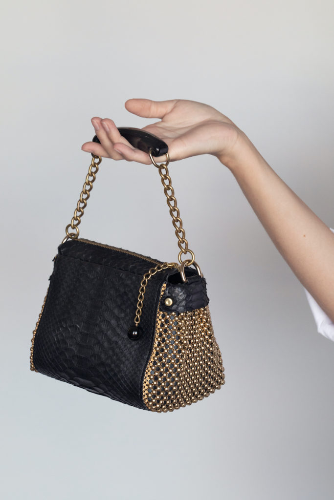 tto Mini Handbag Black python-gold
