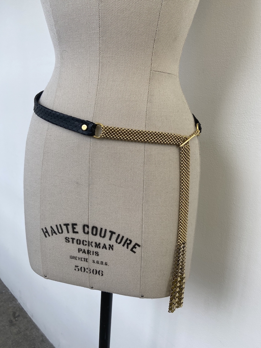 Dominique Belt Black Python Gold