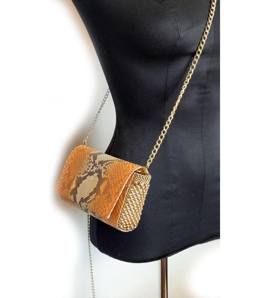 Irina Clutch-Body Bag Orange Python