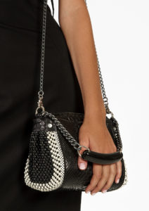 Mesh Mini Bauletto Handbag Black-White
