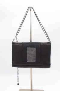 Isabella Flap Handbag Black-Silver