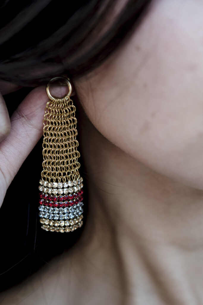 Jeanne Stripes Earrings gold-red