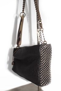 Penelope Leather Pleated bag Black-doré