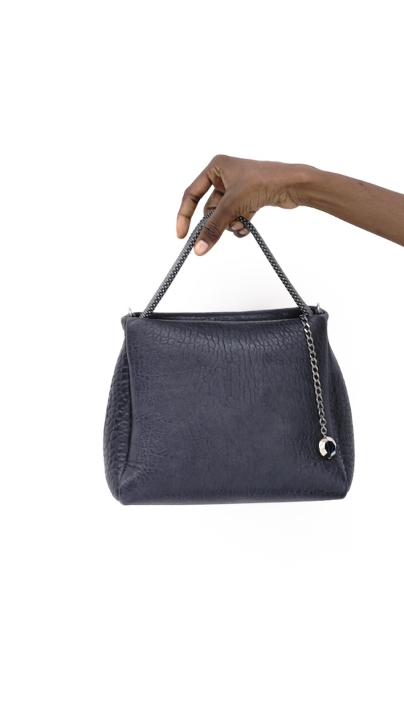 PAULINE Handbag blue leather