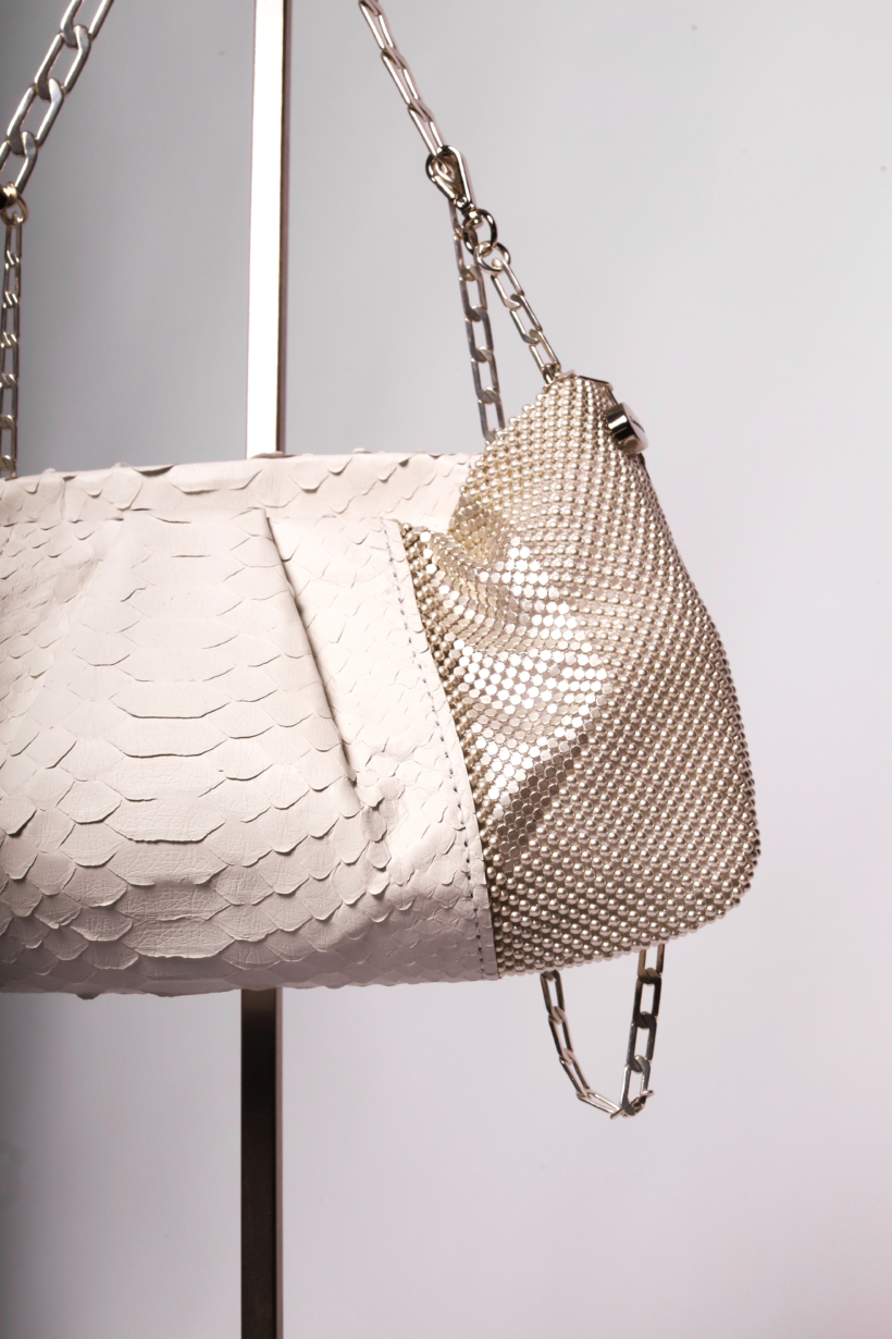 Yvi Pleat Disco Bag white