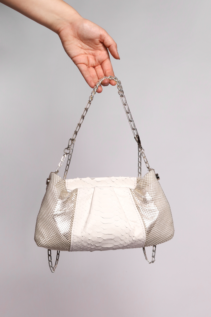 Yvi Pleat Disco Bag white