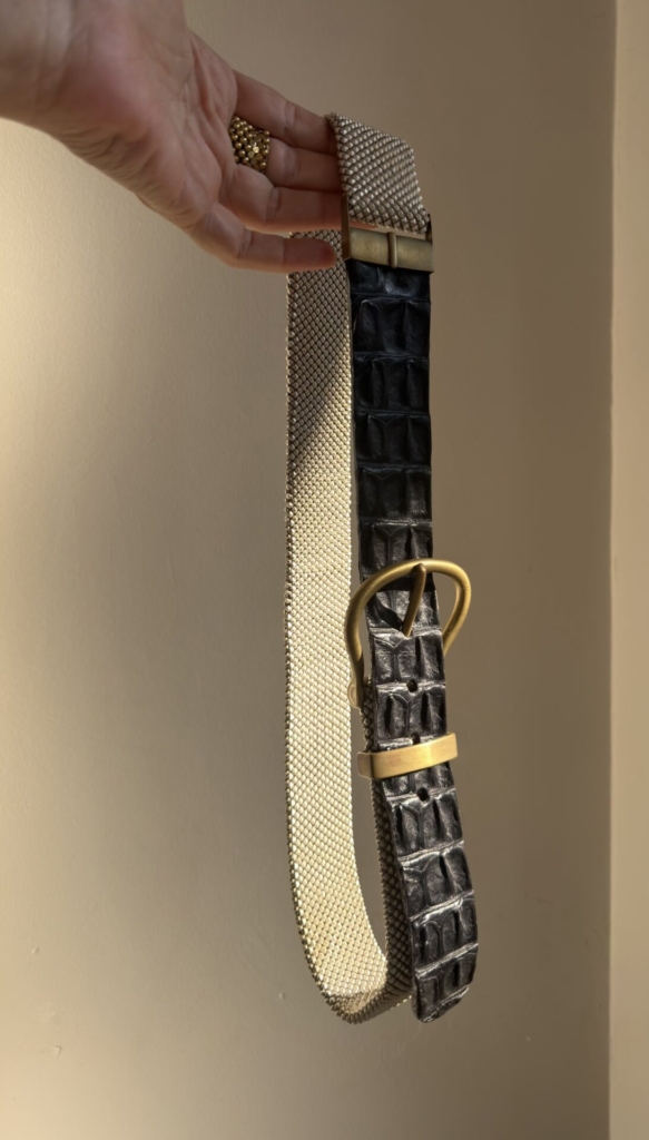 Costanza croco belt black-white-gold
