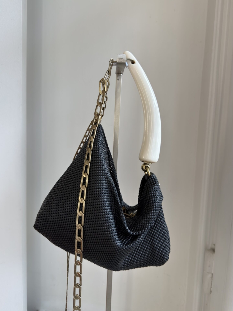 Priscilla Pleated Bag black-white